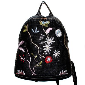 Пайеточный рюкзак с вышивкой «Цветы»