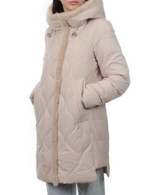 310 BEIGE Пальто зимнее стеганое женское (200 гр. холлофайбер, натуральная норка)