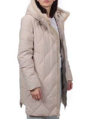 310 BEIGE Пальто зимнее стеганое женское (200 гр. холлофайбер, натуральная норка)