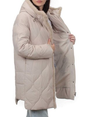 310 BEIGE Пальто зимнее стеганое женское (200 гр. холлофайбер, натуральная норка)