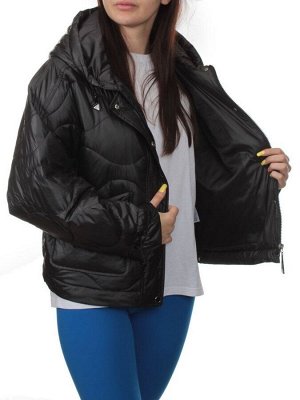 23-022 BLACK Куртка оверсайз демисезонная женская (синтепон 100 гр.)