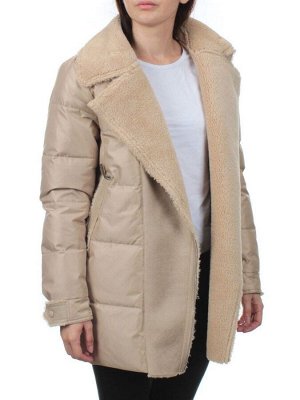 033 BEIGE Куртка зимняя облегченная женская (холлоффайбер 150 гр., искусственная дубленка)