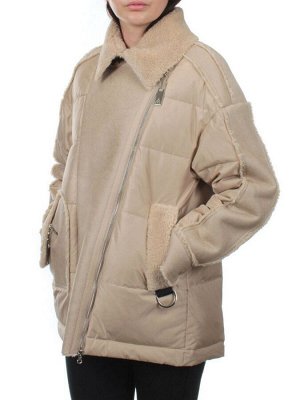 902 BEIGE Куртка зимняя облегченная женская (холлоффайбер 150 гр., искусственная дубленка)