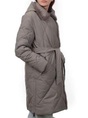 309 GRAY Пальто зимнее стеганое женское (200 гр. холлофайбер, натуральная норка)