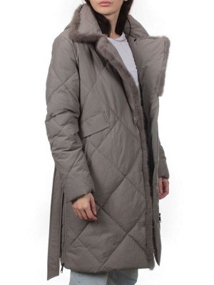 309 GRAY Пальто зимнее стеганое женское (200 гр. холлофайбер, натуральная норка)