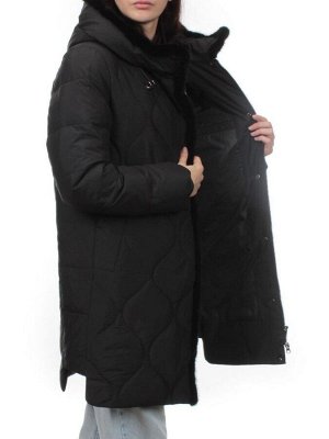 310 BLACK/BLACK Пальто зимнее стеганое женское (200 гр. холлофайбер, натуральная норка)