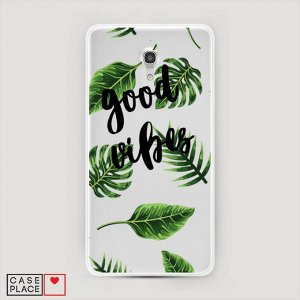 Силиконовый чехол Good vibes и ветви пальмы на Alcatel Pixi 4 (5) 5045D