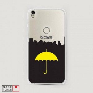 Силиконовый чехол Желтый зонт на фоне города на Alcatel Shine Lite