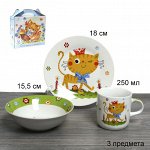 Набор посуды 3 предмета Кошечка /АКЦИЯ/ C510#