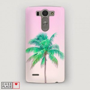 Пластиковый чехол Пальма на розовом фоне на LG G3