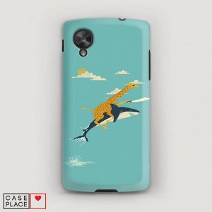 Пластиковый чехол Жираф на акуле на LG Nexus 5