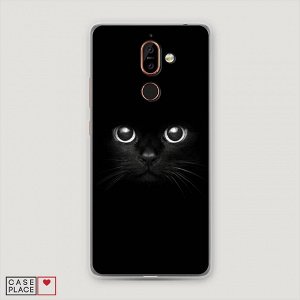 Cиликоновый чехол Взгляд черной кошки на Nokia 7 plus
