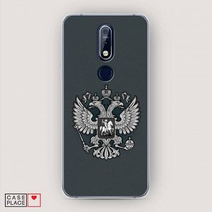 Cиликоновый чехол Герб России серый на Nokia 7.1