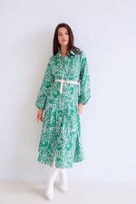 Платье зелёное с принтом