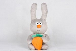 Мягк. игрушка  Зайка с морковкой серый  38 см