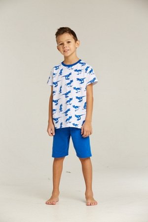 Ам103 104-003-00001--Пижама для мальчика "UMKA" динозавры/синий , р. 92