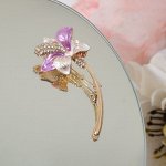 Брошь «Цветок» лилия, сиренево-белая в золоте