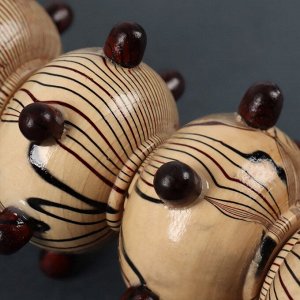 Массажёр «Скалка», универсальный, 36.5x5.8 см, 5 шаров с шипами, деревянный