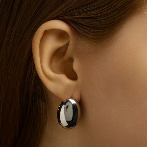 Серьги металл «Аккорд» драже, цвет серебро