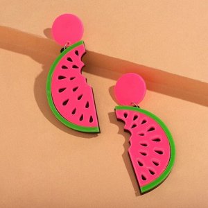 Серьги пластик «Вкусняшка» арбузики, цвет чёрно-розовый