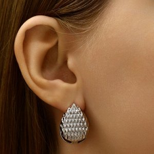 Серьги металл «Аккорд» орнамент, капля, цвет серебро