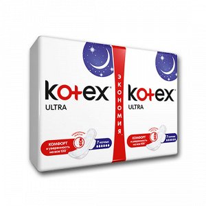 KOTEX женские гигиенические прокладки Ultra Night с сеточкой 14 шт