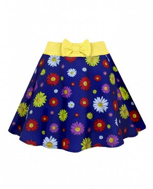 Летняя юбка для девочки в цветочек Цвет: синий