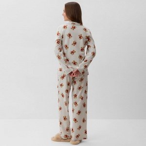 Пижама женская (рубашка и брюки) KAFTAN "Мишка в шарфе" размер