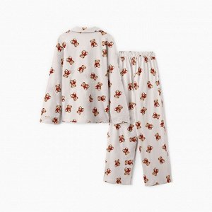 Пижама женская (рубашка и брюки) KAFTAN "Мишка в шарфе" размер