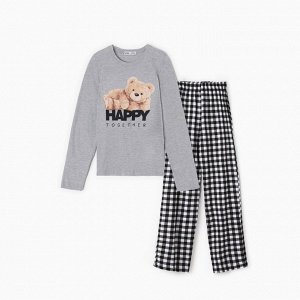 Пижама новогодняя женская (лонгслив, брюки) KAFTAN Happy together
