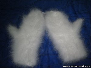 Варежки женские ручной вязки из пуха ангорского кролика(бел.)