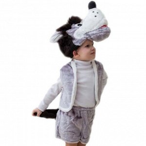 Карнавальный костюм «Волк», шапка, жилет, шорты с хвостом, 3-5 лет, рост 104-116 см