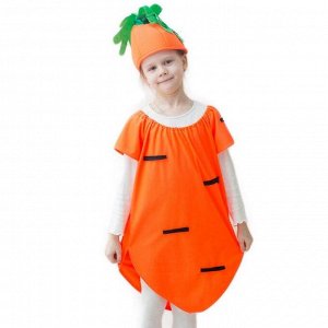Карнавальный костюм "Морковка", шапка, платье, 5-7 лет, рост 122-134 см