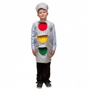 Карнавальный костюм "Светофор", шляпа-картуз, длинная безрукавка, 5-7 лет, рост 122-134 см