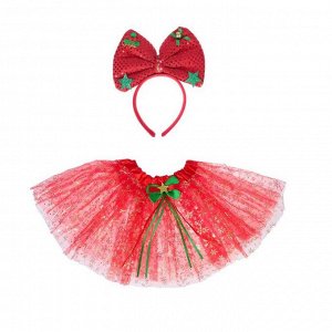 Карнавальный набор «Снежинка», 2 предмета: ободок, юбка двухслойная, цвет красный