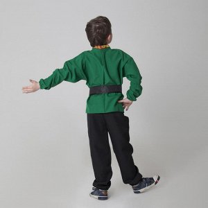 Детская рубаха с кушаком, цвет зелёный, 6-7 лет