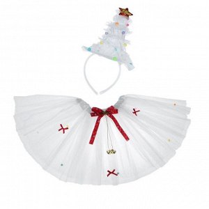 Карнавальный набор «Ёлочка», 2 предмета: ободок, юбка двухслойная, 3-5 лет, цвет белый