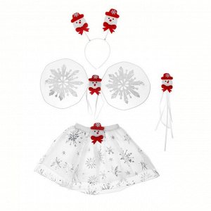 Карнавальный набор «Снежинка», 4 предмета: крылья, жезл, юбка, ободок, 3-5 лет