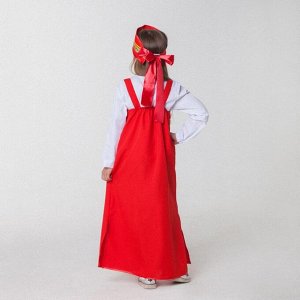 Карнавальный костюм для девочки "Русский народный", сарафан, рубашка, кокошник, 6-7 лет