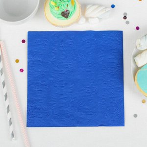 Салфетки бумажные, однотонные, выбит рисунок, 33 x 33 см, набор 20 шт., цвет синий