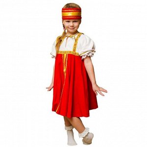 Карнавальный костюм "Хоровод", рубаха, сарафан, повязка на голову, 3-5 лет, рост 104-116