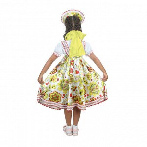 Русский народный костюм "Хохлома", платье, кокошник, цвет белый, р-р 34, рост 134 см