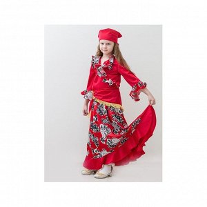 Карнавальный костюм "Цыганка", бандана, кофта, юбка, шаль, 5-7 лет, рост 122-134 см