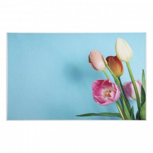 Фотофон винил "Разноцветные тюльпаны на голубом" 80х125 см