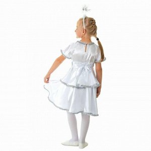 Карнавальный костюм "Снежинка белая", платье, ободок, р-р 64, рост 128 см