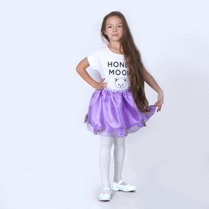 Карнавальная юбка для девочки, органза, атлас, длина 35 см, цвет сиреневый