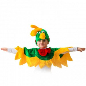 Карнавальный костюм "Попугай", шапка, воротник с крыльями, рост 122-134 см