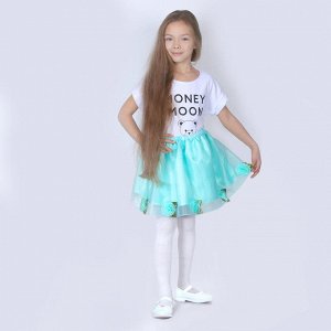 Карнавальная юбка для девочки, органза, атлас, длина 35 см, цвет мятный
