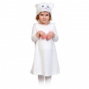 Карнавальный костюм "Кошечка белая", плюш, сарафан, маска, 3-6 лет, рост 92-122 см
