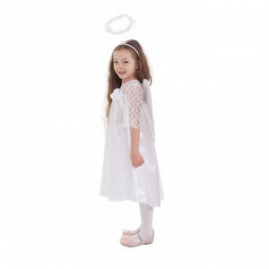 Карнавальный костюм "Ангел", платье, рукав 3/4 гипюр, нимб, крылья, р-р 30, рост 110-116 см
